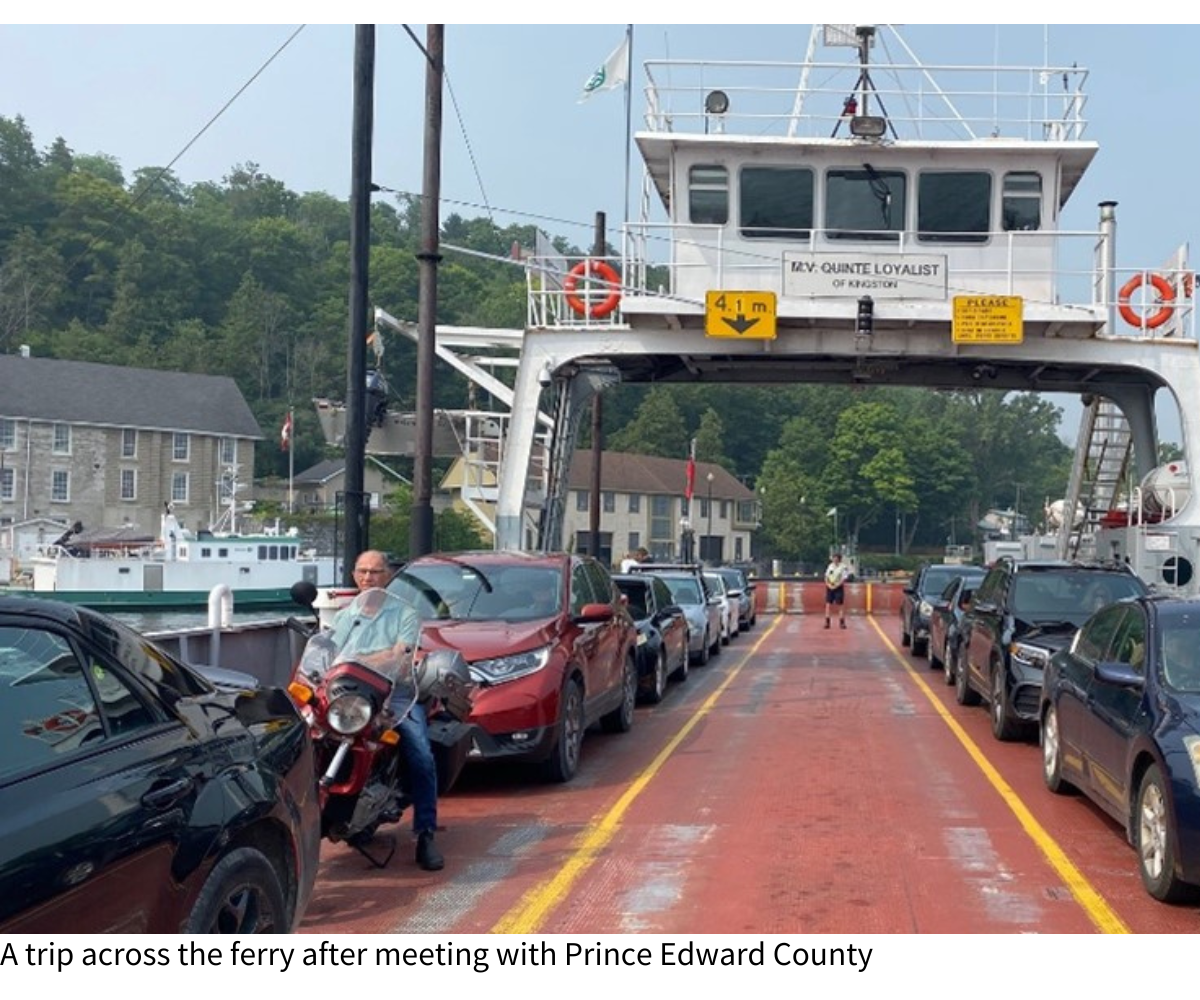 A trip across the ferry after meeting with Prince Edward County