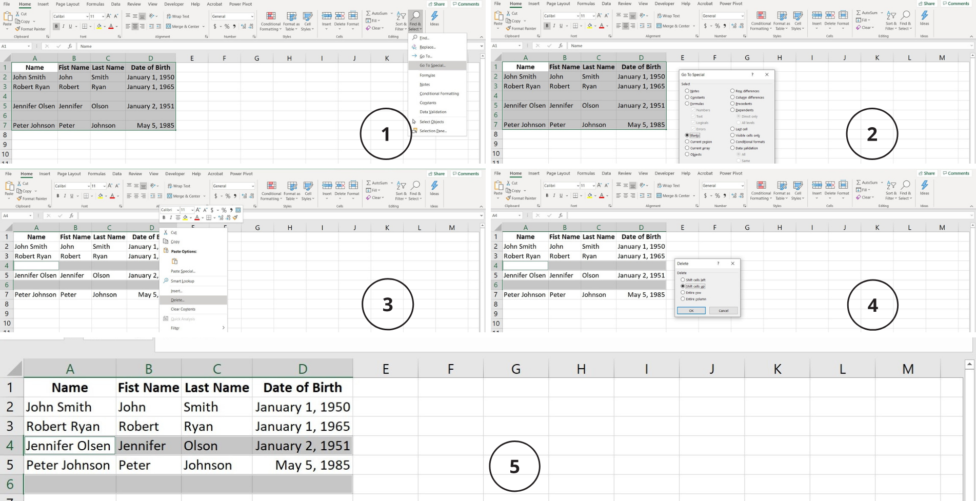 Deleting Blanks in Excel graphic