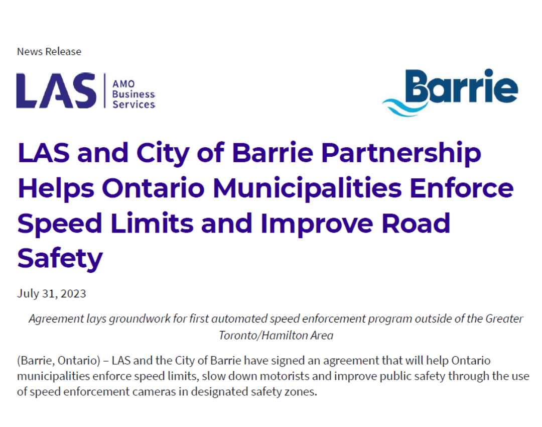 LAS and City of Barrie press release image