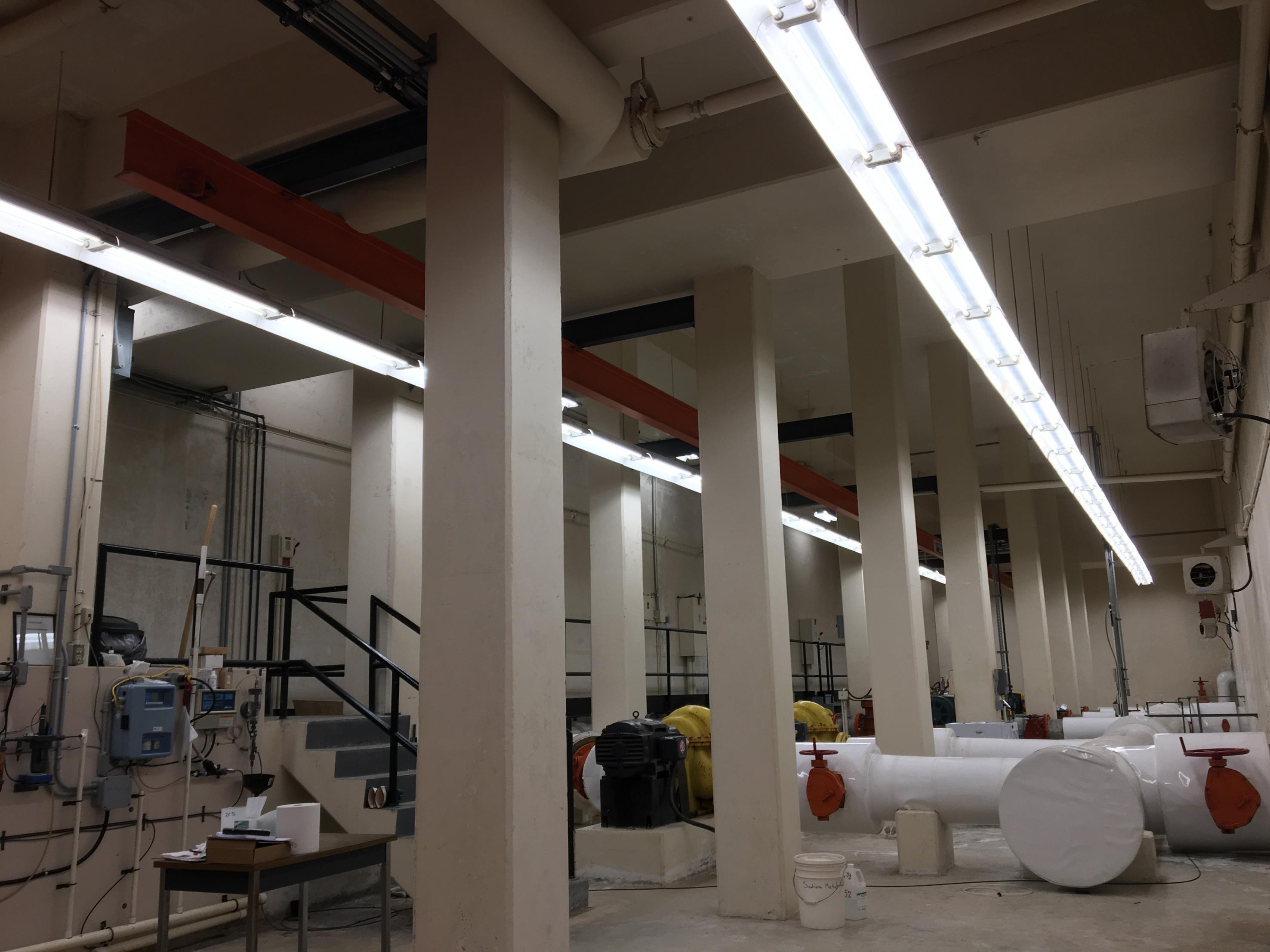 Image of water treatment facility with LED lighting